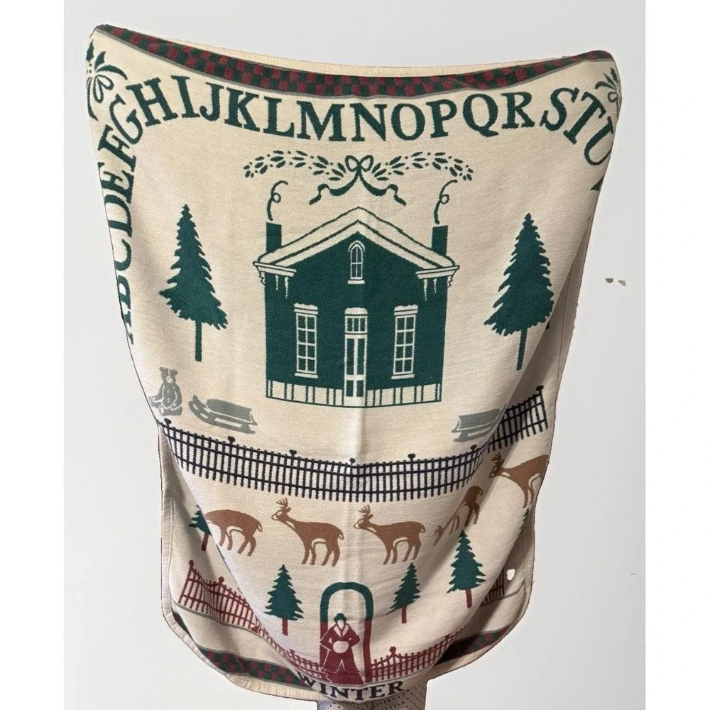 VTG Goodwin Weavers Double Sided Throw Blanket Grandmothers House Winter 59x46